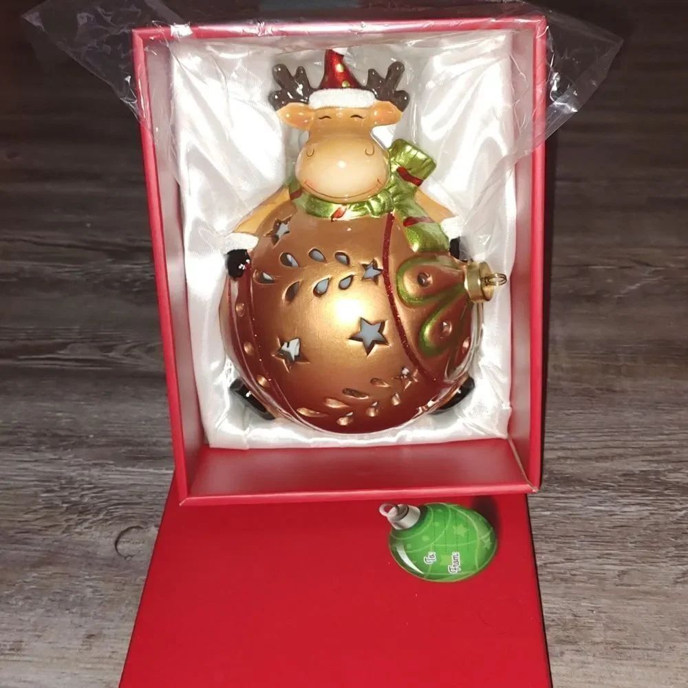 Home Reflections Reindeer Ornament Luminary Flameless Multi Color Candle